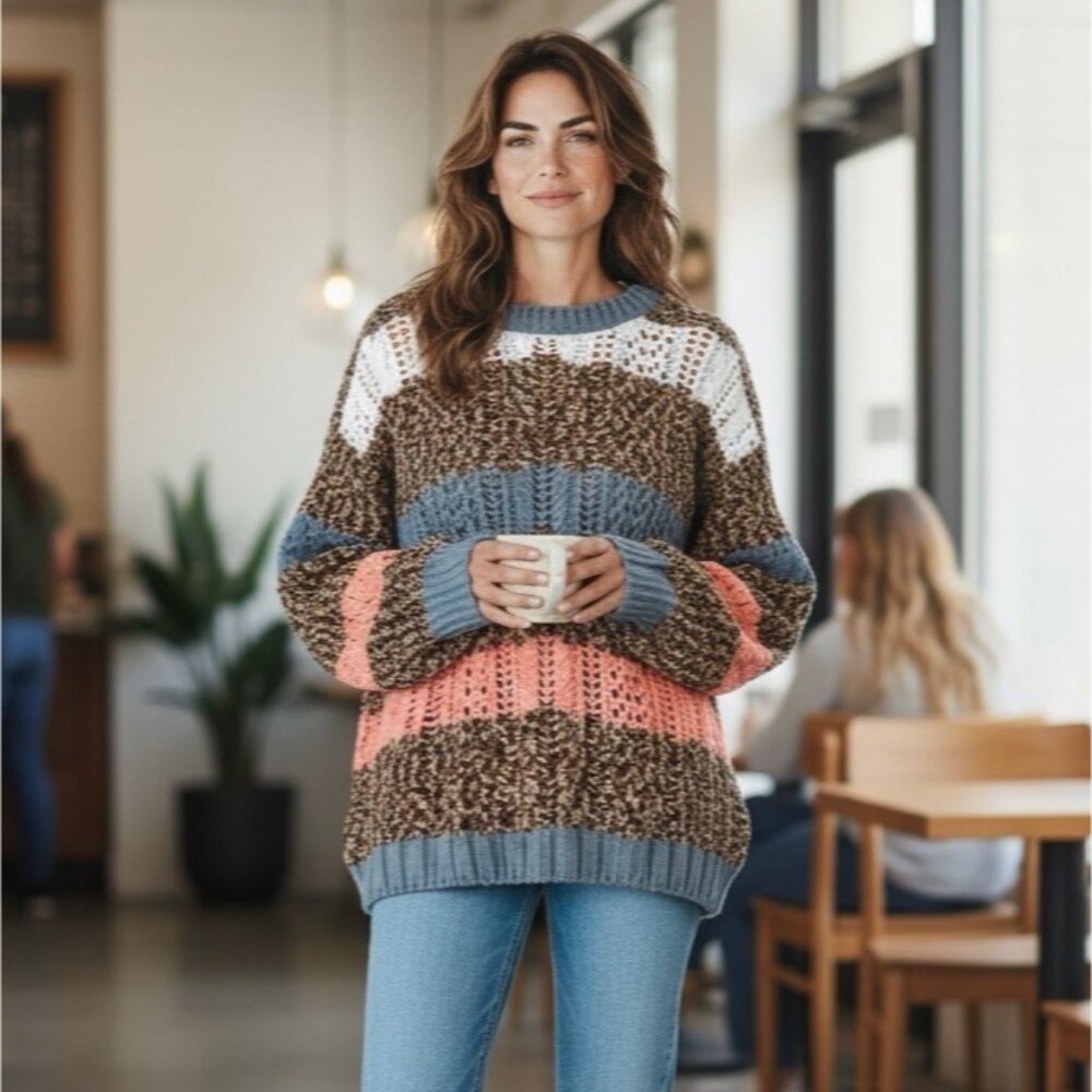 LuLaRoe Britney Chunky‎ Knit Colorblock Sweater – Size L